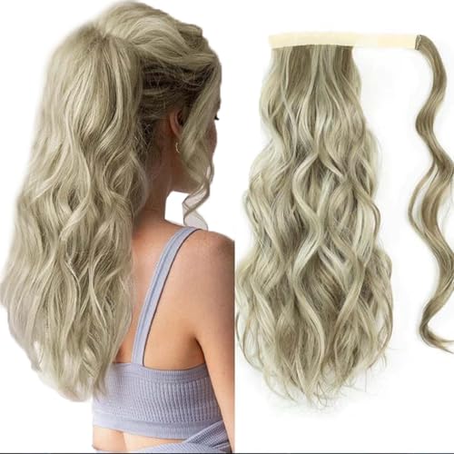 WUODHTW Pferdeschwanz Verlängerung Kordelzug Pferdeschwanz für Schwarze Frauen Lockig Wellige Synthetische Pferdeschwanz Haarteil Täglich Fluffy Pony Tail von WUODHTW