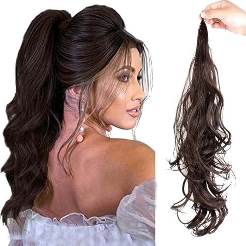 WUODHTW Ponytail Extension Flexible Wrap Around Haar Ponytail Haarteil Lange Wellige Lockige Ponytail Haarverlängerungen Für Frauen von WUODHTW