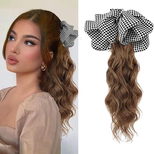 WUODHTW Ponytail Extension Pferdeschwanzverlängerung Wellige Locken Pferdeschwanz Haarverlängerung 45cm lange lockige Krallen Clip in Pferdeschwanz für Frauen von WUODHTW