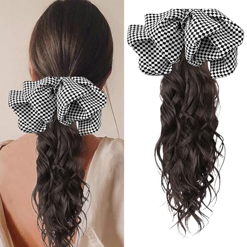 WUODHTW Ponytail Extension Pferdeschwanzverlängerung Wellige Locken Pferdeschwanz Haarverlängerung 45cm lange lockige Krallen Clip in Pferdeschwanz für Frauen von WUODHTW