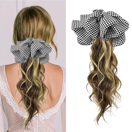 WUODHTW Ponytail Extension Pferdeschwanzverlängerung Wellige Locken Pferdeschwanz Haarverlängerung 45cm lange lockige Krallen Clip in Pferdeschwanz für Frauen von WUODHTW