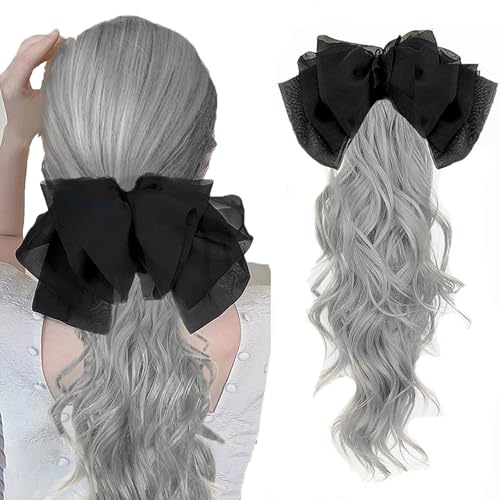 WUODHTW Ponytail Extension Pferdeschwanzverlängerung Wellige Locken Pferdeschwanz Haarverlängerung 45cm lange lockige Krallen Clip in Pferdeschwanz für Frauen von WUODHTW