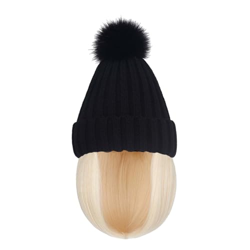 WUODHTW Winter Beanie Hut Perücken für Frauen warme Cotton Caps Perücke Bucket Hat Bob Perücken Kurze gerade Frisur Hut von WUODHTW