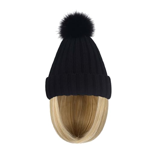 WUODHTW Winter Beanie Hut Perücken für Frauen warme Cotton Caps Perücke Bucket Hat Bob Perücken Kurze gerade Frisur Hut von WUODHTW