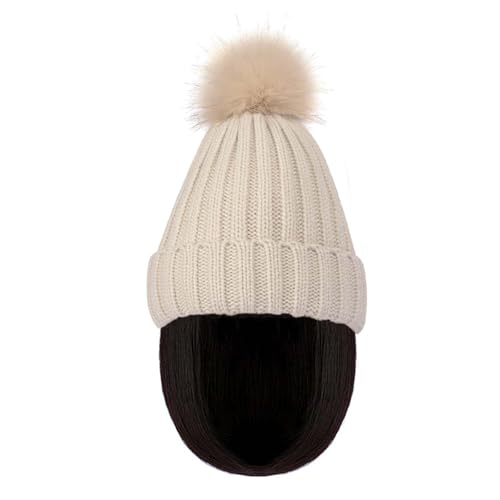 WUODHTW Winter Beanie Hut Perücken für Frauen warme Cotton Caps Perücke Bucket Hat Bob Perücken Kurze gerade Frisur Hut von WUODHTW