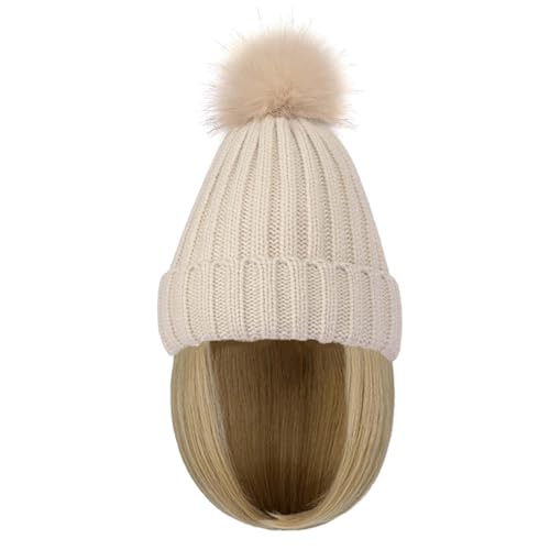 WUODHTW Winter Beanie Hut Perücken für Frauen warme Cotton Caps Perücke Bucket Hat Bob Perücken Kurze gerade Frisur Hut von WUODHTW