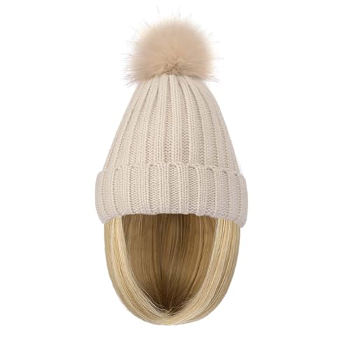 WUODHTW Winter Beanie Hut Perücken für Frauen warme Cotton Caps Perücke Bucket Hat Bob Perücken Kurze gerade Frisur Hut von WUODHTW