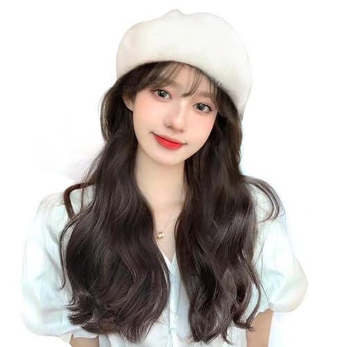 WUODHTW abnehmbare Perücke Kappe Frauen Barett Perücke Welle lockiges kurzes Haar Bobo Perücke Kappe Sonnenschirm Hut Perücke von WUODHTW