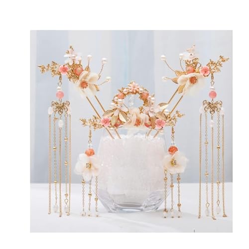 Chinesische Haare,Vintage Haarstäbchen,Chinesisches Hanfu Haarschmuck Set Lange Fransen Vintage Haarnadeln Blume Handgemachte Haarstäbe for Frauen Traditioneller Retro Schmuck von WUPNGS