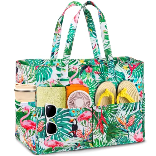 WUQNGI Strandtasche XXL Familie, Groß Strandtasche Damen mit Reißverschluss, Badetasche Wasserdicht mit Trocken und Nass Fächern, Faltbar Leichte Handtasche Strandtaschen für Strand, Reisen von WUQNGI