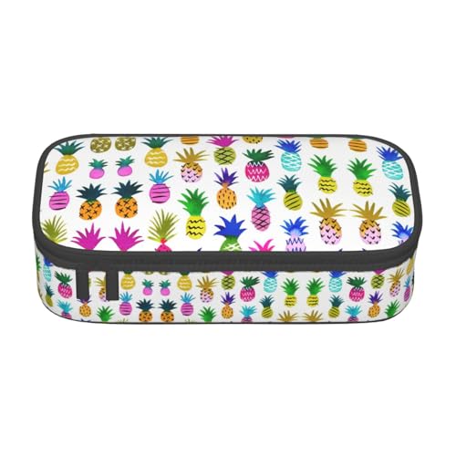 Federmäppchen mit Regenbogen-Ananas-Druck, Reißverschluss, für Teenager, Mädchen, Jungen, Make-up-Tasche, Damen, Schulbedarf von WURTON