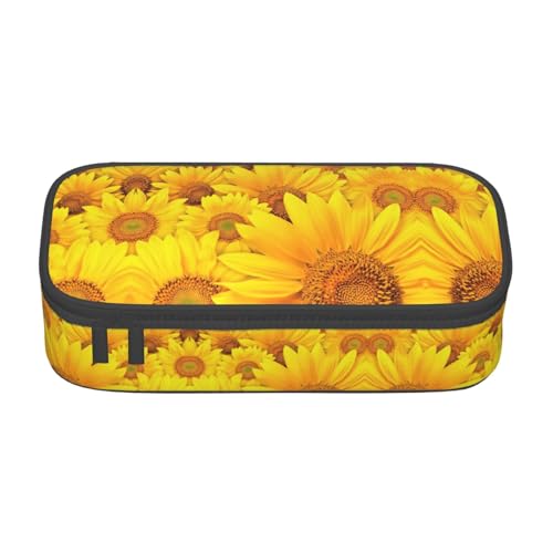 Federmäppchen mit vielen Sonnenblumen-Aufdruck, Reißverschluss, Teenager, Mädchen, Jungen, Make-up-Tasche, Damen, Schulbedarf von WURTON