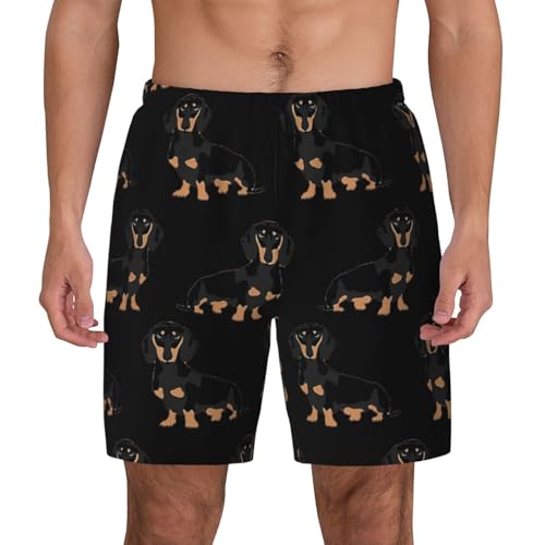 Herren-Badehose mit Dackel-Weiner-Aufdruck, Stretch, Strand-Shorts, schnell trocknende Taschen, keine Scheuern, Boardshorts, Schwarz, L Herren-Badehose mit Dackel-Weiner-Aufdruck, Stretch, Strand-Shorts, schnell trocknende Taschen, keine Scheuern, Boardshorts, Schwarz, L von WURTON
