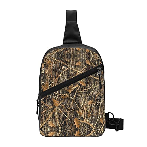 Lodge Bear Umhängetasche mit Hirschmotiv und Fisch-Druck, Unisex, Umhängetasche, Sling-Rucksack, für Herren und Damen, Reisen, Wandern, Tagesrucksack, Herbst-Camouflage, One Size von WURTON