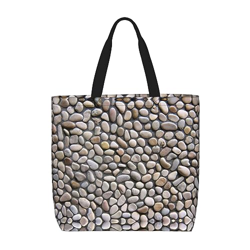 Rosa Blume Leopard Print Große Leinwand Einkaufstaschen Wiederverwendbare Einkaufstaschen Mit Make-up Tasche Für Frauen, Kieselsteine, Einheitsgröße von WURTON