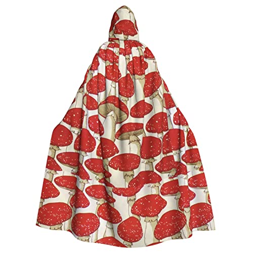 Roter weißer Pilz-Umhang für Damen und Herren, voller Länge, Karnevals-Umhang mit Kapuze, Cosplay-Kostüme, Umhang, 185 cm von WURTON