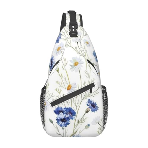 Umhängetasche Ozean. Crossbody Rucksack Schultertasche Casual Daypacks Für Damen Herren Radfahren Wandern Reisen, Wilde Blumen und Kornblumen Gänseblümchen, Einheitsgröße von WURTON