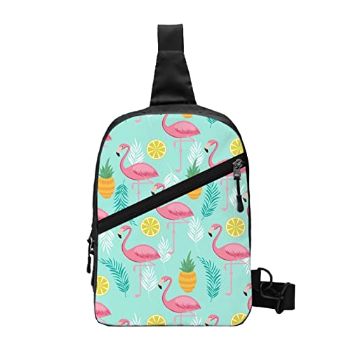 Umhängetasche mit Kompass und alter Weltkarte, Unisex, Crossbody-Tasche, Sling-Rucksack, für Herren und Damen, Reisen, Wandern, Tagesrucksack, Flamingo, Einheitsgröße von WURTON