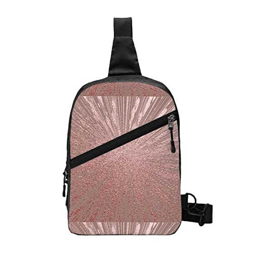 Umhängetasche mit tropischen Pflanzen und Papageien, Unisex, Crossbody-Tasche, Sling-Rucksack, für Herren und Damen, Reisen, Wandern, Tagesrucksack, Roségold, Rosa, Einheitsgröße von WURTON