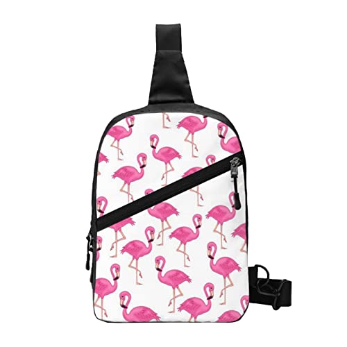 Unisex Umhängetasche mit Flamingo-Druck, für Damen und Herren, Reisen, Wandern, Tagesrucksack, Pink Flamingo, Einheitsgröße von WURTON