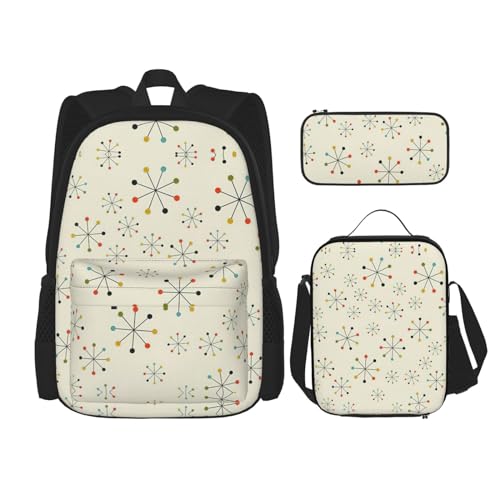 WURTON Absctract Geometrisches Muster Weltraumdruck Rucksack Mädchen Jungen Schultaschen Teenager Lunchbox Und Federmäppchen 3 In 1 Büchertaschen Set von WURTON