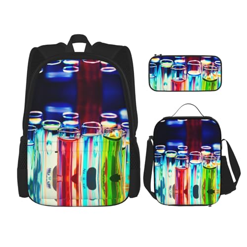 WURTON Chemie Reagenzglas Druck Rucksack Mädchen Jungen Schultaschen Teenager Lunchbox Und Federmäppchen 3 In 1 Büchertaschen Set von WURTON