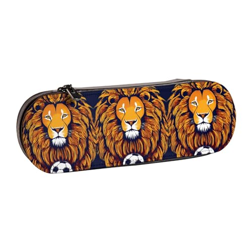 WURTON Cooles Federmäppchen aus Leder mit Löwenaufdruck, schickes, kompaktes Federmäppchen aus Leder von WURTON