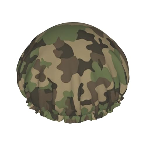 WURTON Duschhaube für Damen, weich, leicht, mit Camouflage-Muster, für langes Haar, atmungsaktiv von WURTON