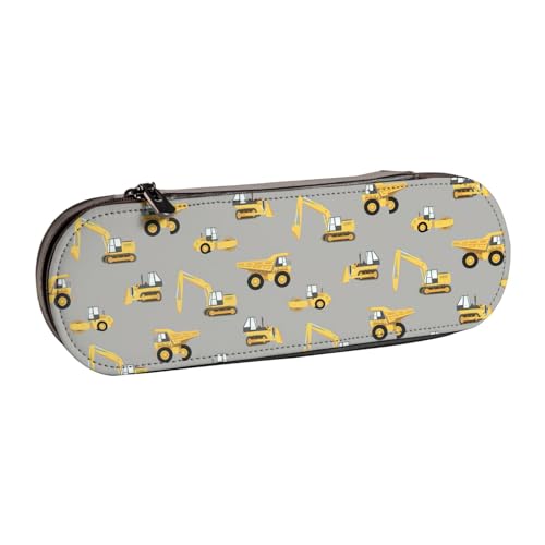 WURTON Federmäppchen aus Leder im Vintage-Stil mit Bauwagen-Aufdruck – schickes kompaktes Federmäppchen aus Leder von WURTON