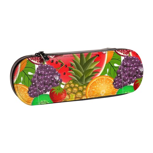 WURTON Federmäppchen aus Leder mit Ananas-Motiv, kompaktes und vielseitiges Federmäppchen aus Leder von WURTON