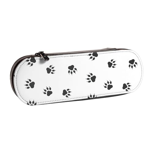 WURTON Federmäppchen aus Leder mit Bärentatzen-Aufdruck, schickes, kompaktes Federmäppchen aus Leder von WURTON