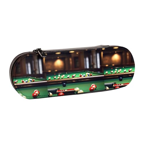 WURTON Federmäppchen aus Leder mit Billard-Druck, Vintage, schick, kompakt, Federmäppchen, Federmäppchen von WURTON