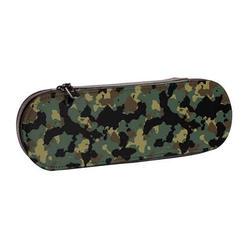WURTON Federmäppchen aus Leder mit Camouflage-Muster, Vintage, schickes, kompaktes Leder-Federmäppchen, Federmäppchen von WURTON