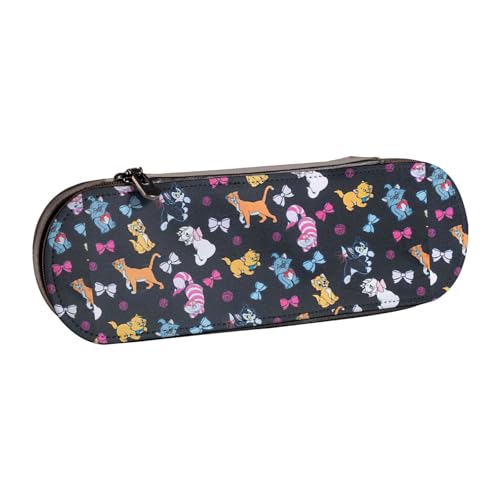 WURTON Federmäppchen aus Leder mit Cartoon-Katzen-Druck, schickes, kompaktes Federmäppchen aus Leder von WURTON