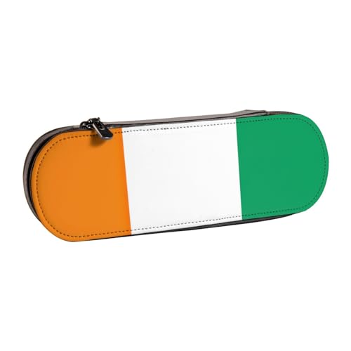 WURTON Federmäppchen aus Leder mit Flagge der Elfenbeinküste – schickes kompaktes Federmäppchen aus Leder von WURTON
