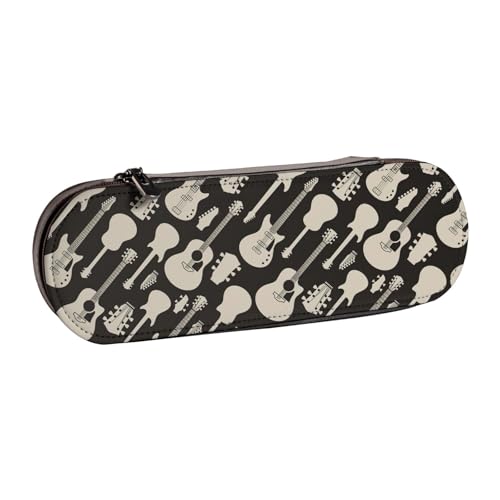 WURTON Federmäppchen aus Leder mit Gitarren-Motiv, Vintage-Stil, schick, kompakt, aus Leder von WURTON