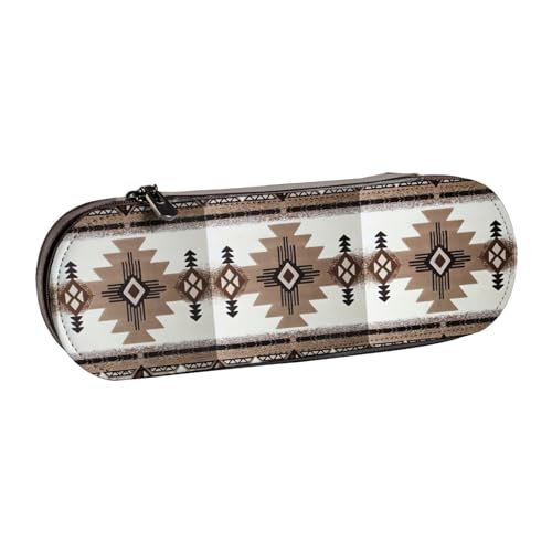 WURTON Federmäppchen aus Leder mit Indianer-Druck, Vintage, schickes, kompaktes Federmäppchen aus Leder von WURTON