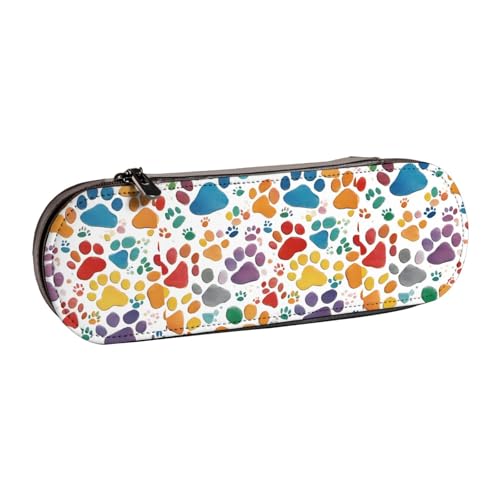 WURTON Federmäppchen aus Leder mit Pfotenabdruck-Motiv – kompakt und vielseitig, Stifteetui aus Leder von WURTON