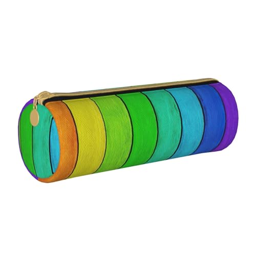 WURTON Federmäppchen aus Leder mit Regenbogenfarben-Hintergrunddruck, stilvolle Reißverschlusstasche, Stifthalter für Erwachsene WURTON Federmäppchen aus Leder mit Regenbogenfarben-Hintergrunddruck, stilvolle Reißverschlusstasche, Stifthalter für Erwachsene von WURTON