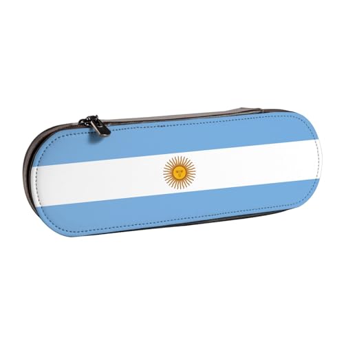 WURTON Federmäppchen aus Leder mit argentinischer Flagge, Vintage, schickes, kompaktes Federmäppchen, Federmäppchen, Federmäppchen von WURTON