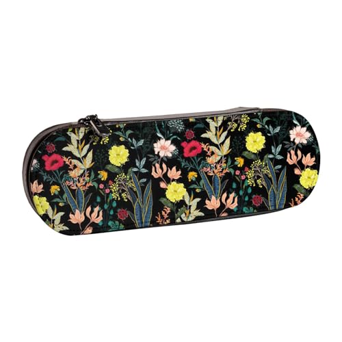 WURTON Federmäppchen aus Leder mit buntem Boho-Blumendruck, kompakt und vielseitig von WURTON