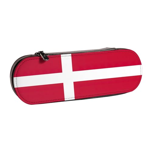 WURTON Federmäppchen aus Leder mit dänischer Flagge, Vintage, schickes, kompaktes Leder-Federmäppchen von WURTON