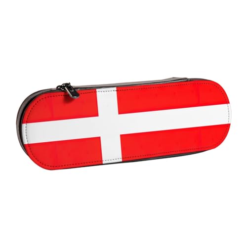 WURTON Federmäppchen aus Leder mit dänischer Flagge, kompaktes und vielseitiges Federmäppchen aus Leder von WURTON