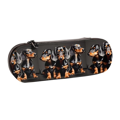 WURTON Federmäppchen aus Leder mit drei Dackeln – kompakt und vielseitig einsetzbar von WURTON