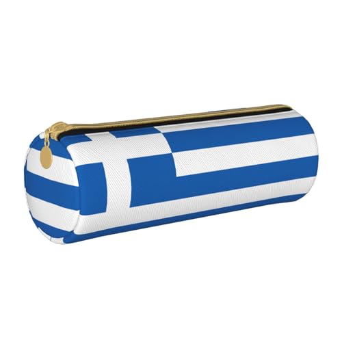 WURTON Federmäppchen aus Leder mit griechischer Flagge, stilvolle Reißverschlusstasche, Stifthalter für Erwachsene WURTON Federmäppchen aus Leder mit griechischer Flagge, stilvolle Reißverschlusstasche, Stifthalter für Erwachsene von WURTON