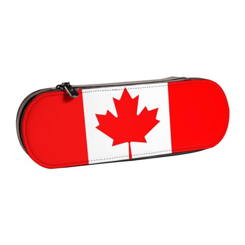 WURTON Federmäppchen aus Leder mit kanadischer Flagge, Vintage, schick, kompakt, Federmäppchen, Federmäppchen von WURTON