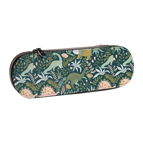 WURTON Federmäppchen aus Leder mit niedlichem Dinosaurier-Druck, kompakt und vielseitig, Stifteetui aus Leder von WURTON