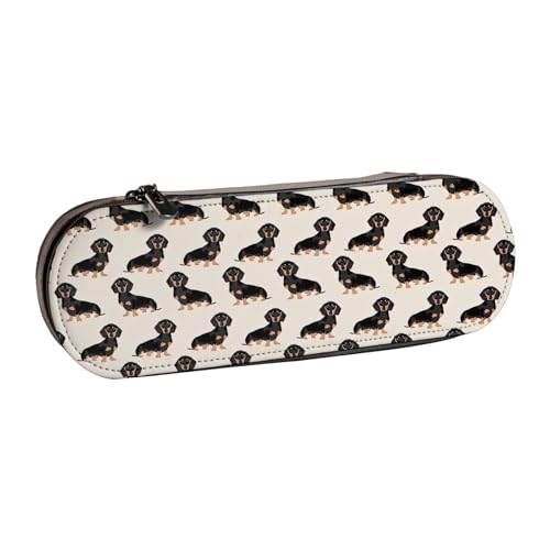 WURTON Federmäppchen aus Leder mit niedlichem Hunde-Aufdruck, kompakt und vielseitig, Stifteetui aus Leder von WURTON