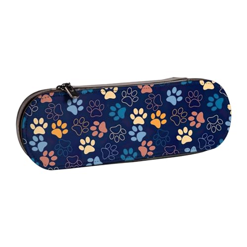 WURTON Federmäppchen aus Leder mit niedlichem Hundepfotenabdruck, Vintage, schickes, kompaktes Federmäppchen aus Leder von WURTON