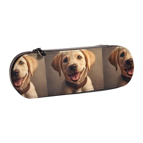 WURTON Federmäppchen aus Leder mit niedlichem Labrador-Motiv, kompaktes und vielseitiges Stifteetui aus Leder von WURTON